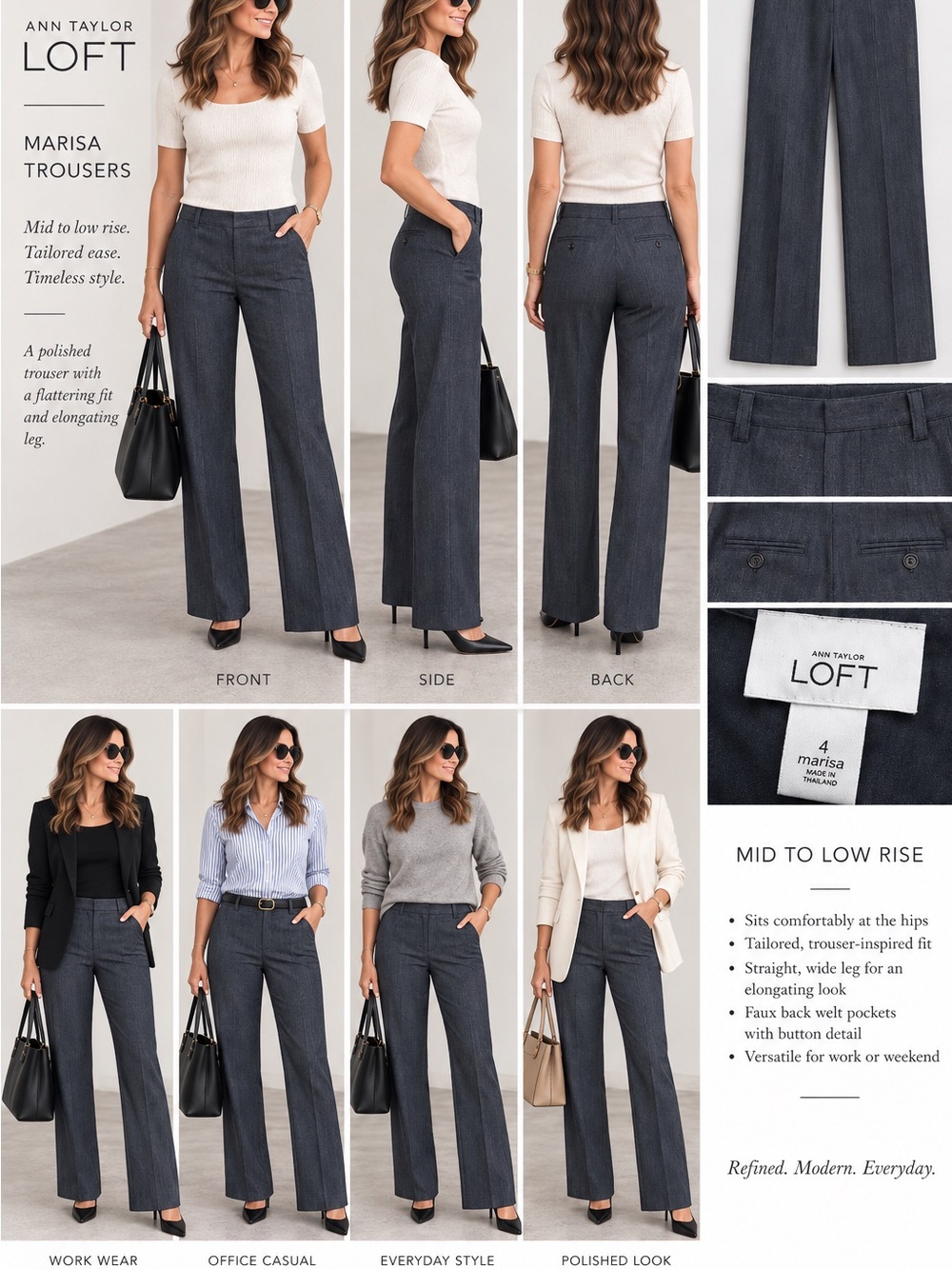 Ann Taylor LOFT Marisa Women's Trousers — Dark Gray 4